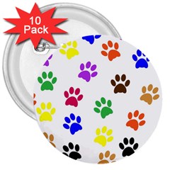 Pawprints Paw Prints Paw Animal 3  Buttons (10 Pack)  by Wegoenart