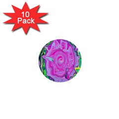 Groovy Pink, Blue And Green Abstract Liquid Art 1  Mini Buttons (10 Pack)  by myrubiogarden