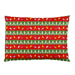 Christmas Papers Red And Green Pillow Case by Wegoenart