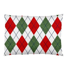 Red Green White Argyle Navy Pillow Case by Wegoenart