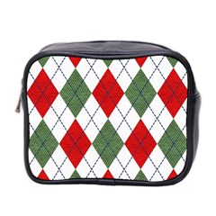 Red Green White Argyle Navy Mini Toiletries Bag (two Sides) by Wegoenart