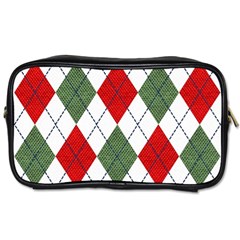 Red Green White Argyle Navy Toiletries Bag (two Sides) by Wegoenart