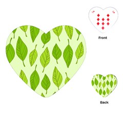 Autumn Background Boxes Green Leaf Playing Cards (heart) by Wegoenart