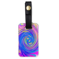 Cool Abstract Pink Blue And Yellow Twirl Liquid Art Luggage Tags (one Side)  by myrubiogarden