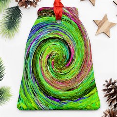 Groovy Abstract Green And Crimson Liquid Swirl Ornament (bell) by myrubiogarden