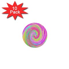 Groovy Abstract Pink And Blue Liquid Swirl Painting 1  Mini Buttons (10 Pack)  by myrubiogarden