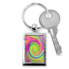 Groovy Abstract Purple And Yellow Liquid Swirl Key Chains (rectangle)  by myrubiogarden