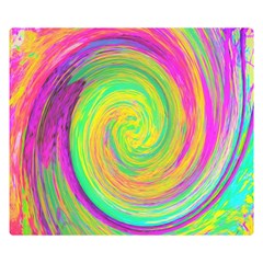 Groovy Abstract Purple And Yellow Liquid Swirl Double Sided Flano Blanket (small)  by myrubiogarden