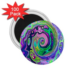 Groovy Abstract Aqua And Navy Lava Liquid Swirl 2 25  Magnets (100 Pack)  by myrubiogarden