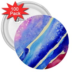 Painting Abstract Blue Pink Spots 3  Buttons (100 Pack)  by Pakrebo