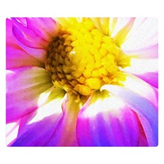 Purple, Pink And White Dahlia With A Bright Yellow Center Double Sided Flano Blanket (small)  by myrubiogarden