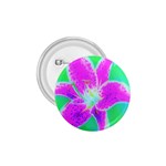 Hot Pink Stargazer Lily On Turquoise Blue And Green 1.75  Buttons Front