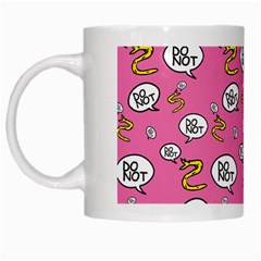 No Step On Snek Do Not Bubble Speech Pattern Pink Background Meme White Mug by snek