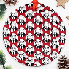 Trump Retro Face Pattern Maga Red Us Patriot Ornament (round Filigree) by snek