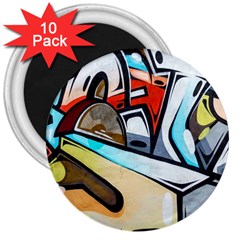 Blue Face King Graffiti Street Art Urban Blue And Orange Face Abstract Hiphop 3  Magnets (10 Pack)  by genx