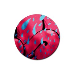 Graffiti Watermelon Pink With Light Blue Drops Retro Rubber Coaster (round)  by genx