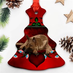 Wonderful German Shepherd With Heart And Flowers Christmas Tree Ornament (two Sides) by FantasyWorld7