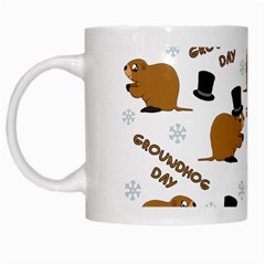 Groundhog Day Pattern White Mugs by Valentinaart