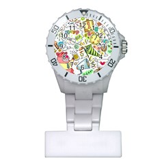 Doodle New Year Party Celebration Plastic Nurses Watch by Pakrebo