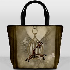 Funny Giraffe With Herats And Butterflies Bucket Bag by FantasyWorld7