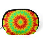 Kaleidoscope Background Mandala Red green Accessory Pouch (Medium) Back