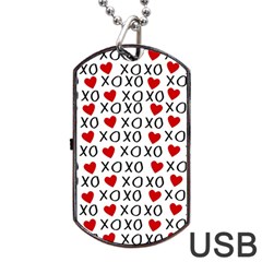 Xo Valentines Day Pattern Dog Tag Usb Flash (one Side) by Valentinaart