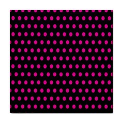 Pink Black Polka Dots Tile Coasters by retrotoomoderndesigns