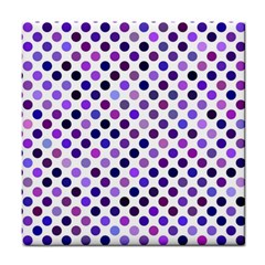 Shades Of Purple Polka Dots Tile Coasters by retrotoomoderndesigns