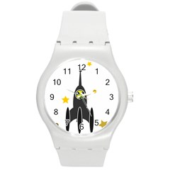 Spacecraft Star Emoticon Travel Round Plastic Sport Watch (m) by Wegoenart