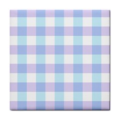 Gingham Duo Aqua On Lavender Tile Coasters by retrotoomoderndesigns