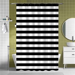 Black Stripes Shower Curtain 48  X 72  (small)  by snowwhitegirl