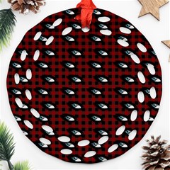 Eyes Red Plaid Ornament (round Filigree) by snowwhitegirl