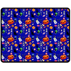 Halloween Treats Pattern Blue Double Sided Fleece Blanket (medium)  by snowwhitegirl