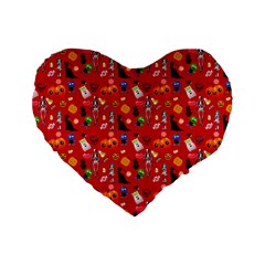 Halloween Treats Pattern Red Standard 16  Premium Heart Shape Cushions by snowwhitegirl