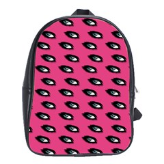 Eyes Dark Pink School Bag (large) by snowwhitegirl