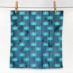 Zen Lotus Wood Wall Blue Face Towel by snowwhitegirl