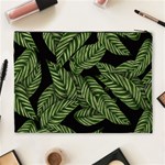 Tropical Leaves On Black Cosmetic Bag (XL) Back