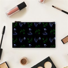 Gothic Girl Rose Black Pattern Cosmetic Bag (small) by snowwhitegirl