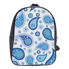 Retro Paisley Blue School Bag (large) by snowwhitegirl