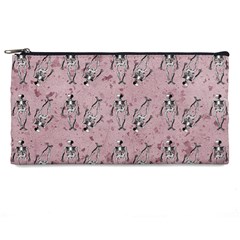 Skeleton Pink Background Pencil Cases by snowwhitegirl