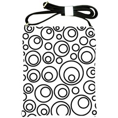 Abstract Black On White Circles Design White Shoulder Sling Bag by LoolyElzayat