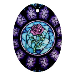 Cathedral Rosette Stained Glass Beauty And The Beast Oval Ornament (two Sides) by Sudhe