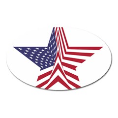 A Star With An American Flag Pattern Oval Magnet by Sudhe