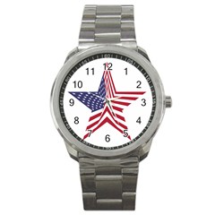 A Star With An American Flag Pattern Sport Metal Watch by Sudhe