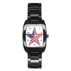 A Star With An American Flag Pattern Stainless Steel Barrel Watch by Sudhe