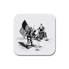 Apollo Moon Landing Nasa Usa Rubber Square Coaster (4 Pack)  by Sudhe