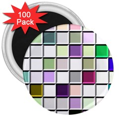 Color Tiles Abstract Mosaic Background 3  Magnets (100 Pack) by Sudhe