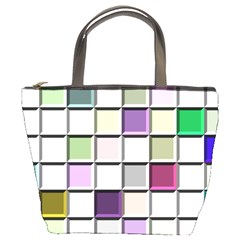 Color Tiles Abstract Mosaic Background Bucket Bag by Sudhe