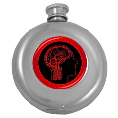 Artificial Intelligence Brain Think Round Hip Flask (5 Oz) by Sudhe