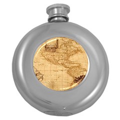 Map Discovery America Ship Train Round Hip Flask (5 Oz) by Sudhe